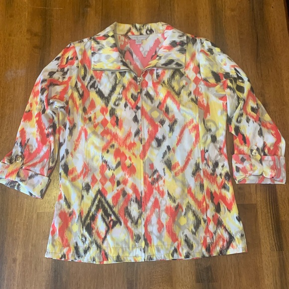 Laura Ashley Jackets & Blazers - Laura Ashley Vibrant Red and Yellow Patterned jacket